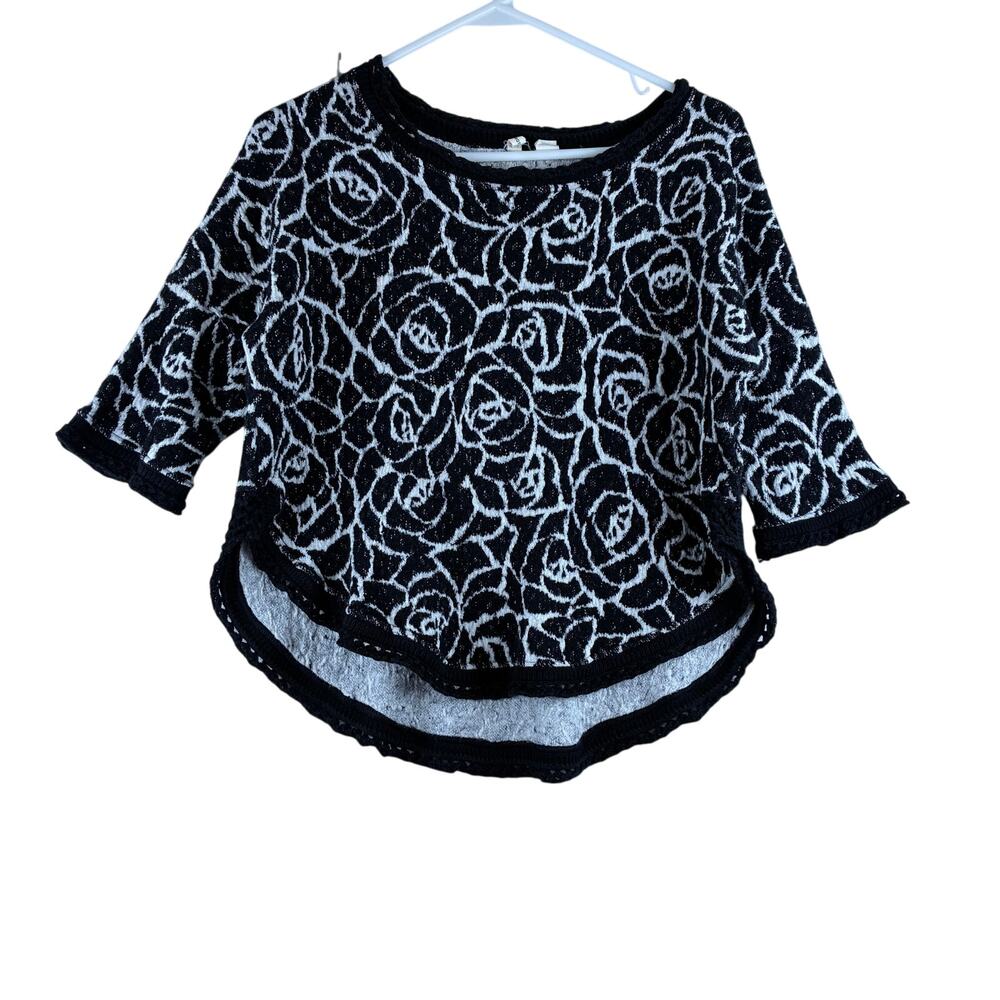 Anthropologie Moth Sweater Women's Small Wool Blend Roses Halfeti Scoop